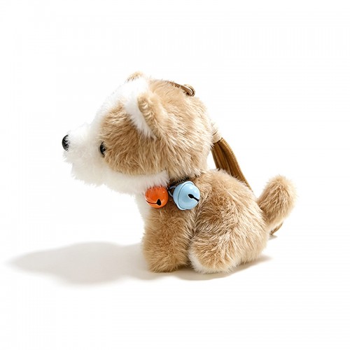 CIONDOLO DA BORSA / PORTACHIAVI SOFFICE A FORMA DI CAGNOLINO CON CAMPANELLINI - AX260056D190