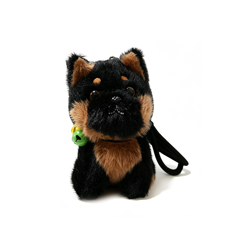 CIONDOLO DA BORSA / PORTACHIAVI SOFFICE A FORMA DI CAGNOLINO CON CAMPANELLINI - AX260056D190