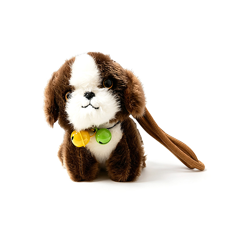 CIONDOLO DA BORSA / PORTACHIAVI SOFFICE A FORMA DI CAGNOLINO CON CAMPANELLINI - AX260056D190