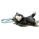 CIONDOLO DA BORSA / PORTACHIAVI SOFFICE A FORMA DI GATTINO SDRAIATO CON CAMPANELLINI - AX260060D189