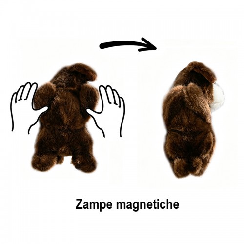 CIONDOLO DA BORSA / PORTACHIAVI SOFFICE A FORMA DI CAGNOLINO SDRAIATO CON ZAMPE MAGNETICHE - AX260080D191