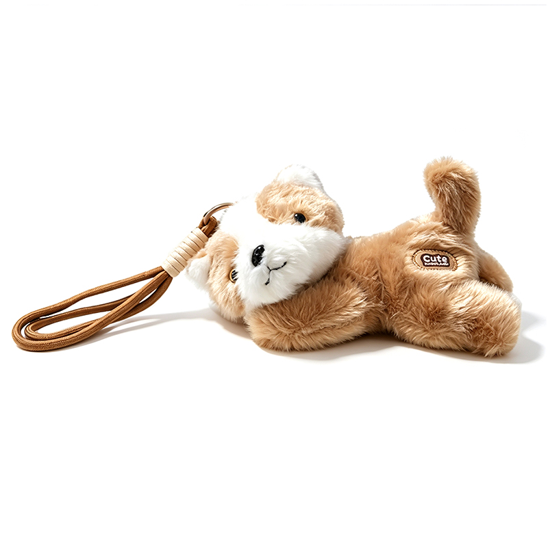 CIONDOLO DA BORSA / PORTACHIAVI SOFFICE A FORMA DI CAGNOLINO SDRAIATO CON ZAMPE MAGNETICHE - AX260080D191