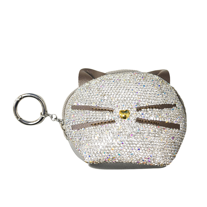 PORTACHIAVI PORTAMONETE A GATTO CON STRASS - OMQ24136A216