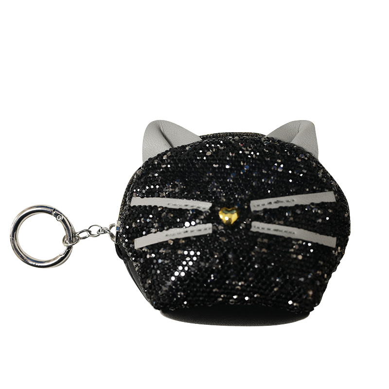 PORTACHIAVI PORTAMONETE A GATTO CON STRASS - OMQ24136A216