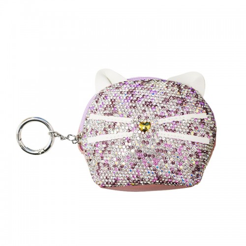 PORTACHIAVI PORTAMONETE A GATTO CON STRASS - OMQ24136A216