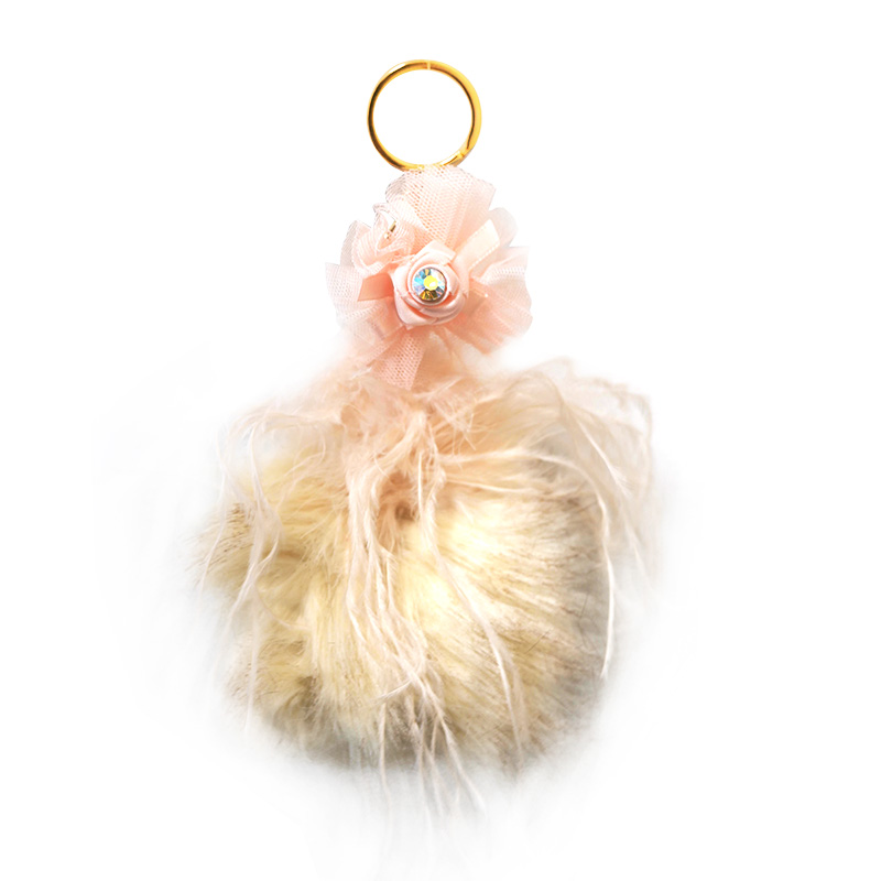 CIONDOLO DA BORSA PORTACHIAVI CON POMPON IN VERA PELLICCIA - P25600
