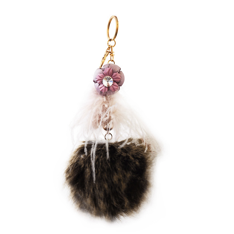 CIONDOLO DA BORSA PORTACHIAVI CON POMPON IN VERA PELLICCIA - P25600