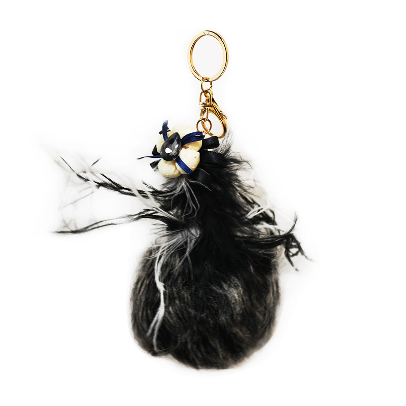 CIONDOLO DA BORSA PORTACHIAVI CON POMPON IN VERA PELLICCIA - P25600