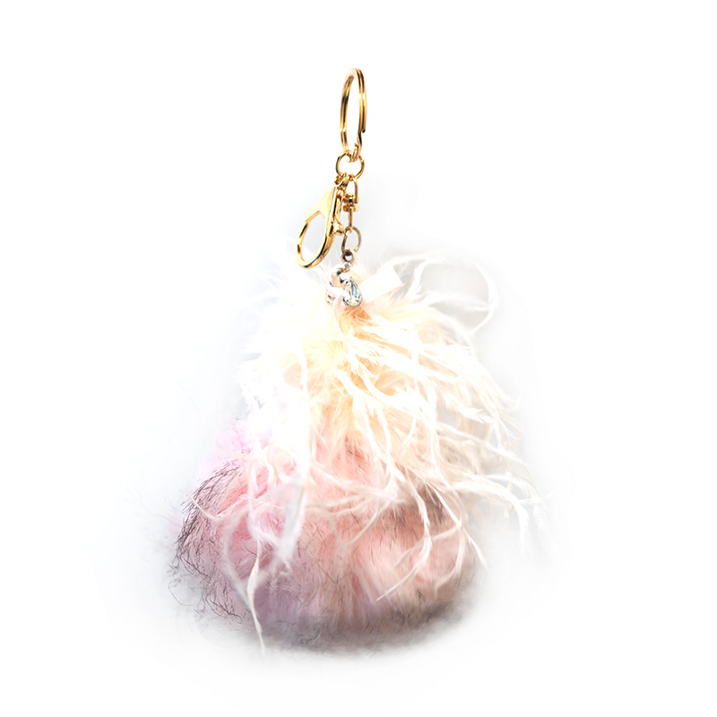 CIONDOLO DA BORSA PORTACHIAVI CON POMPON IN VERA PELLICCIA - P25600