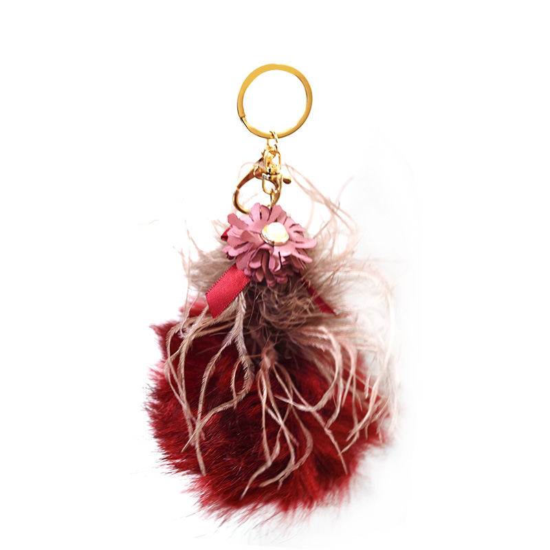 CIONDOLO DA BORSA PORTACHIAVI CON POMPON IN VERA PELLICCIA - P25600