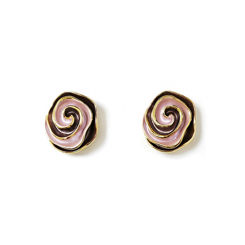 GEMELLI DA POLSO CON ROSA A SPIRALE SMALTATA - SW2648C783
