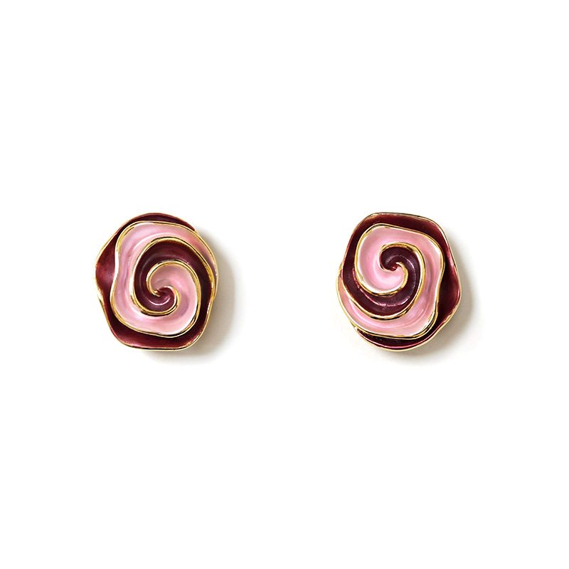 GEMELLI DA POLSO CON ROSA A SPIRALE SMALTATA - SW2648C783