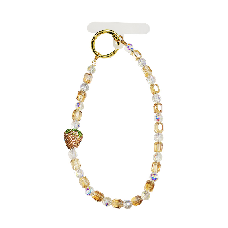 LACCETTO CELLULARE & PORTACHIAVI CON PERLINE E FRAGOLA DI STRASS - YF2646C751