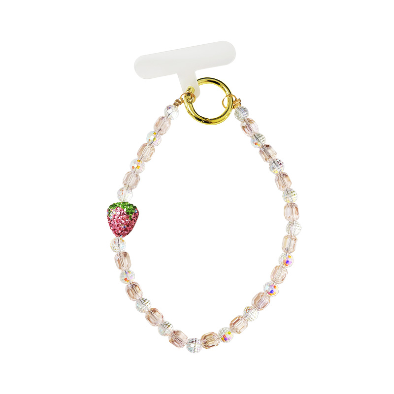 LACCETTO CELLULARE & PORTACHIAVI CON PERLINE E FRAGOLA DI STRASS - YF2646C751