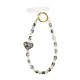 LACCETTO CELLULARE & PORTACHIAVI CON PERLINE E CUORE DI STRASS - YF2646C753