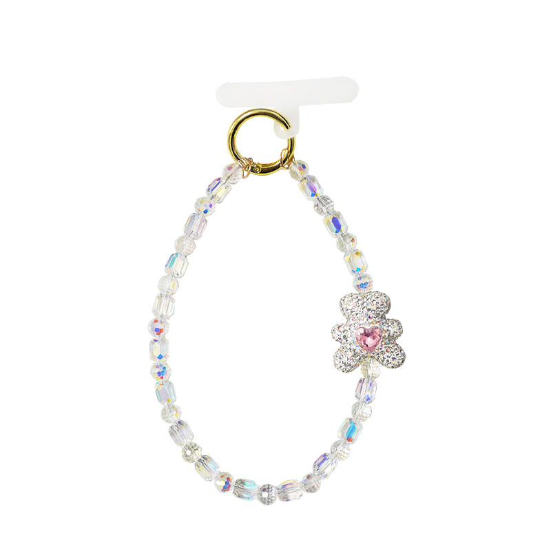 LACCETTO CELLULARE & PORTACHIAVI CON PERLINE E ORSETTO DI STRASS - YF2646C754
