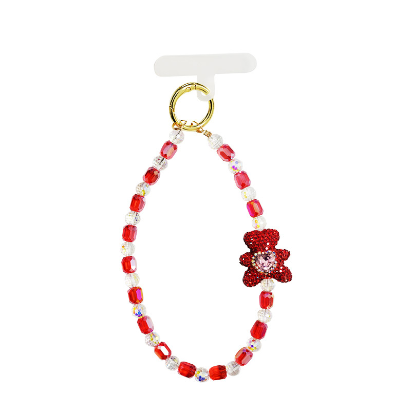 LACCETTO CELLULARE & PORTACHIAVI CON PERLINE E ORSETTO DI STRASS - YF2646C754
