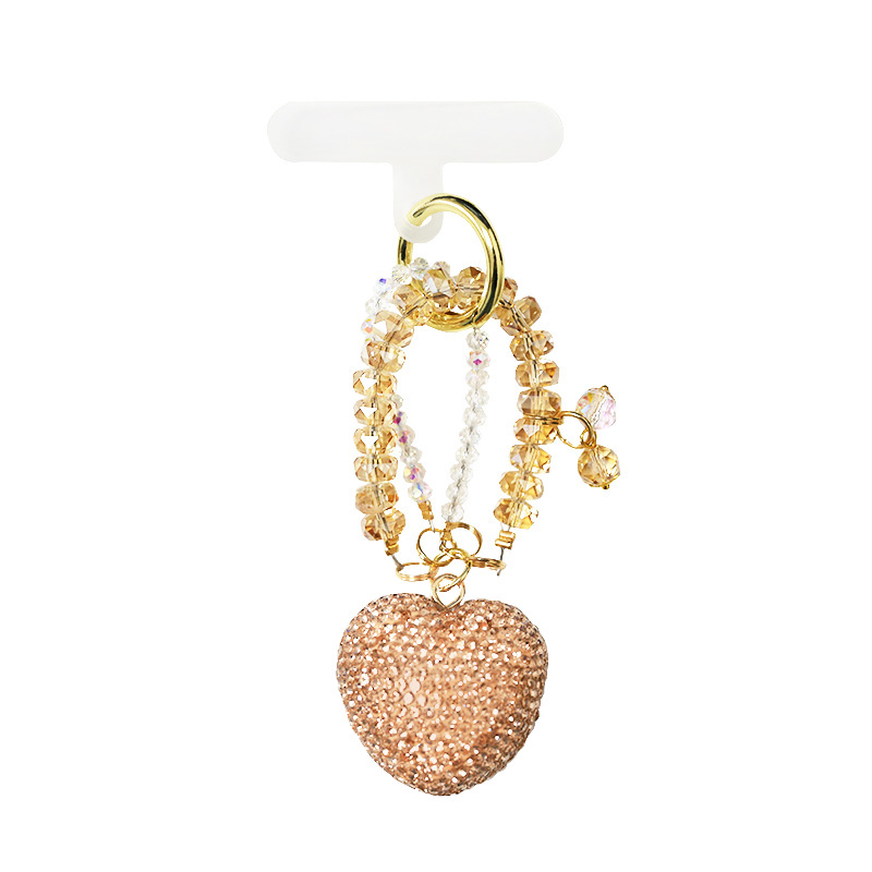 PORTACHIAVI & CIONDOLO CELLULARE CON PERLINE E CUORE DI STRASS - YF2670C756