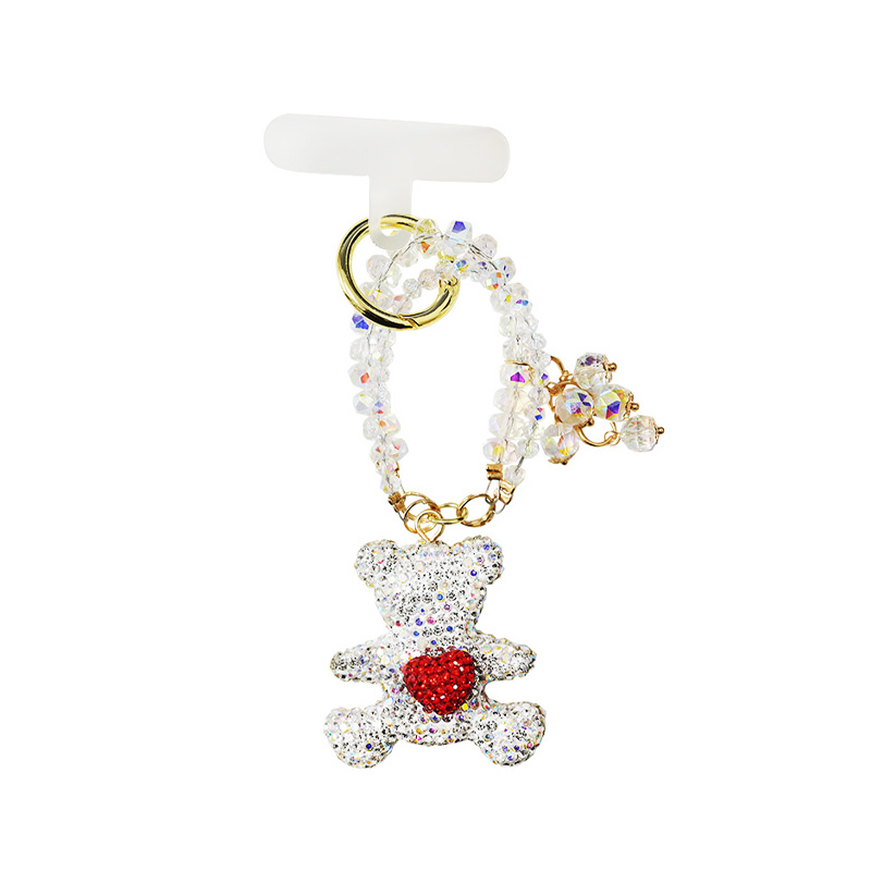 PORTACHIAVI & CIONDOLO CELLULARE CON PERLINE E ORSETTO DI STRASS - YF2670C757