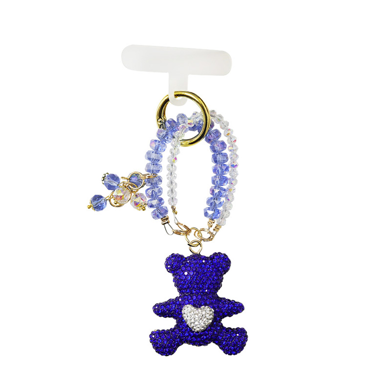 PORTACHIAVI & CIONDOLO CELLULARE CON PERLINE E ORSETTO DI STRASS - YF2670C757