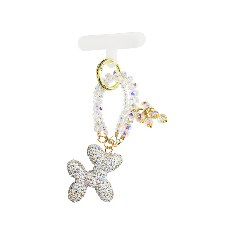 PORTACHIAVI & CIONDOLO CELLULARE CON PERLINE E CANE PALLONCINO DI STRASS - YF2670C758