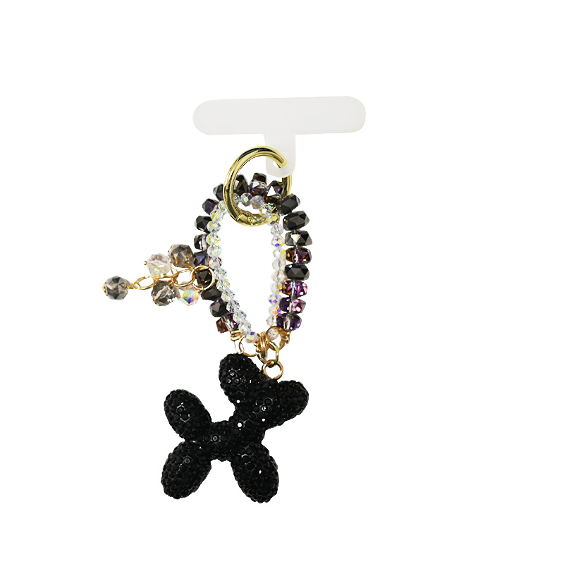 PORTACHIAVI & CIONDOLO CELLULARE CON PERLINE E CANE PALLONCINO DI STRASS - YF2670C758