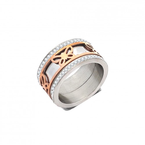 TWO-TONE RING WITH RHINESTONE - ALE193976A69