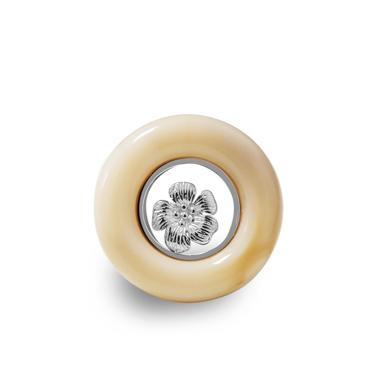 ANELLO APERTO REGOLABILE ROTONDO IN ACRILICO CON FIORE - FFJ2552C591