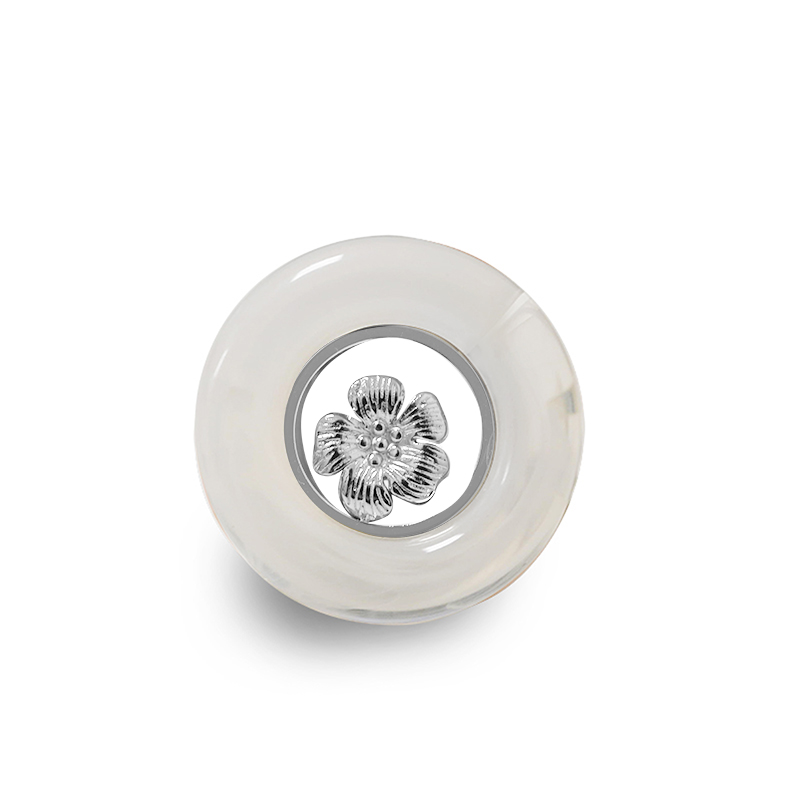 ANELLO APERTO REGOLABILE ROTONDO IN ACRILICO CON FIORE - FFJ2552C591