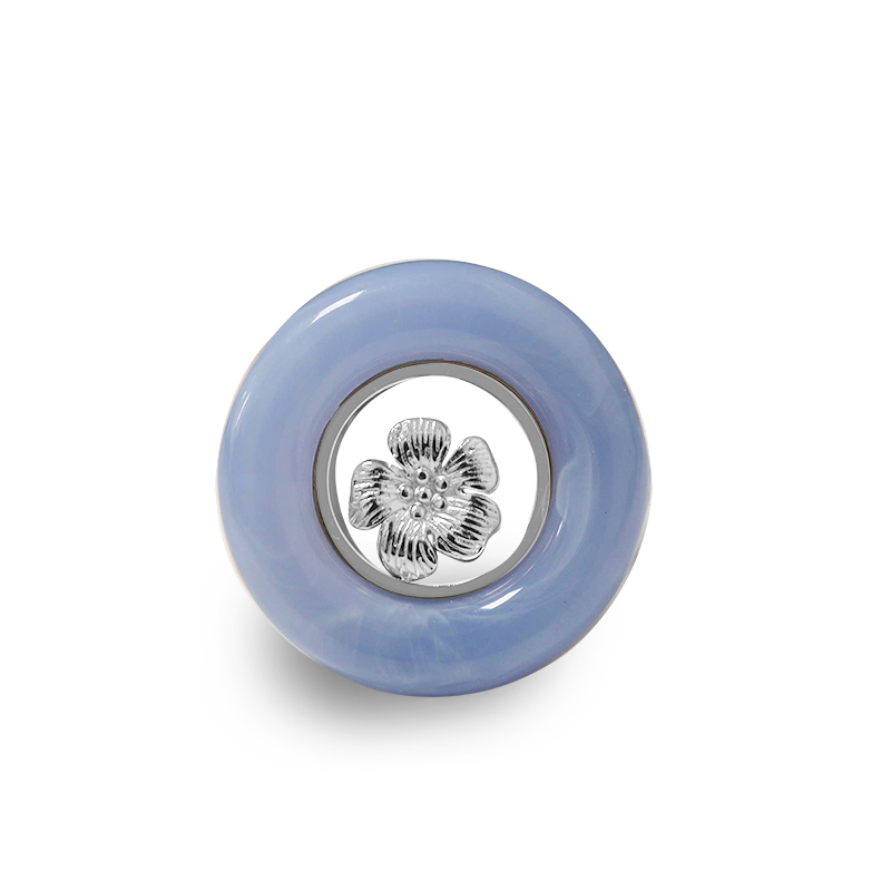 ANELLO APERTO REGOLABILE ROTONDO IN ACRILICO CON FIORE - FFJ2552C591