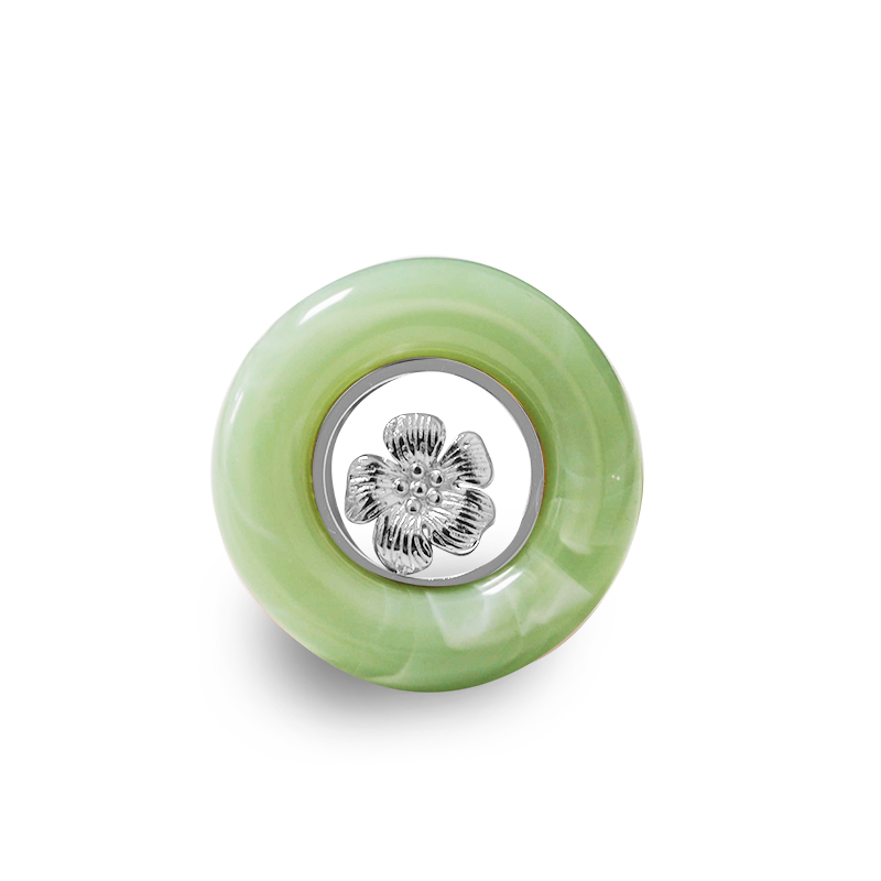 ANELLO APERTO REGOLABILE ROTONDO IN ACRILICO CON FIORE - FFJ2552C591