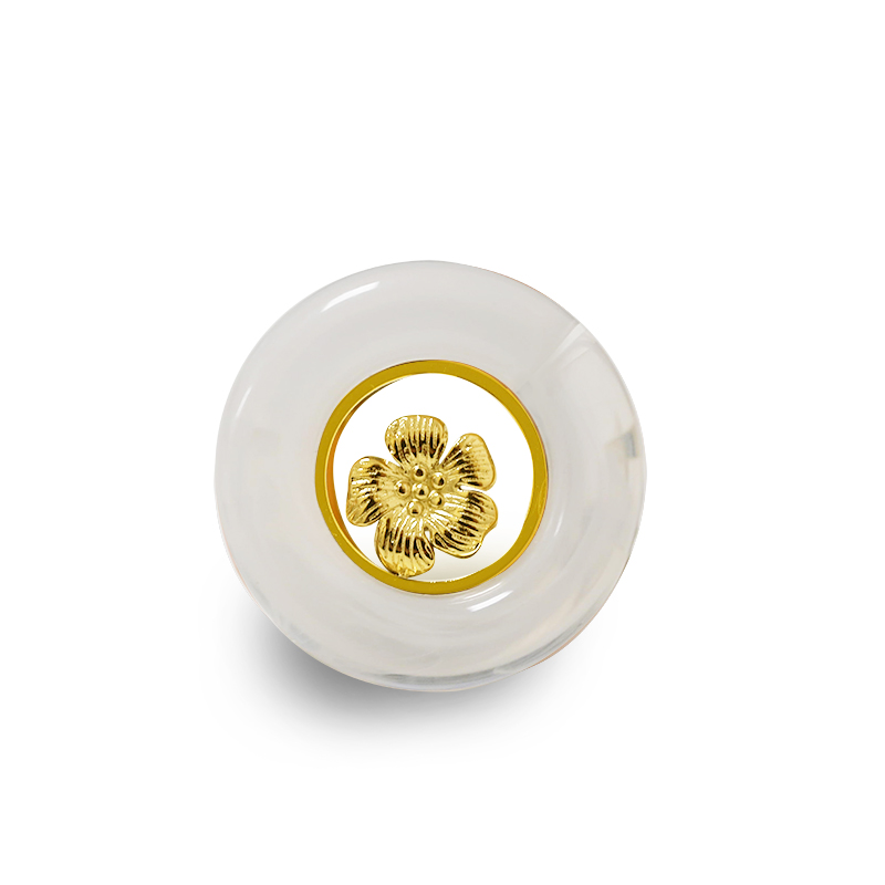 ANELLO APERTO REGOLABILE ROTONDO IN ACRILICO CON FIORE - FFJ2552C591