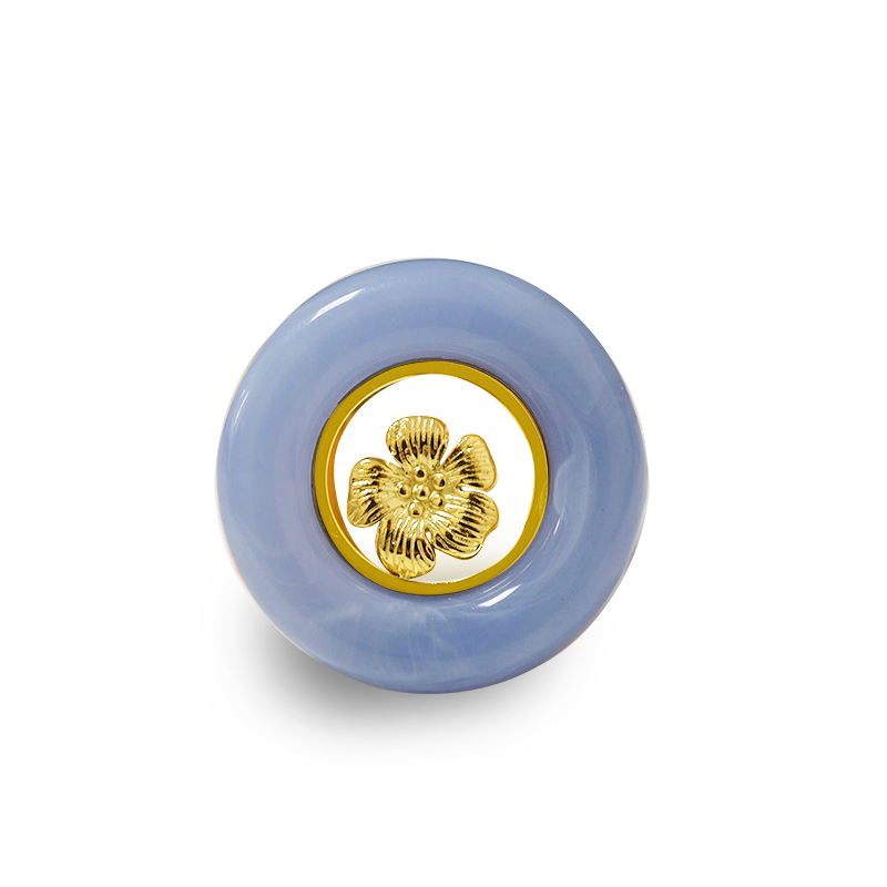 ANELLO APERTO REGOLABILE ROTONDO IN ACRILICO CON FIORE - FFJ2552C591