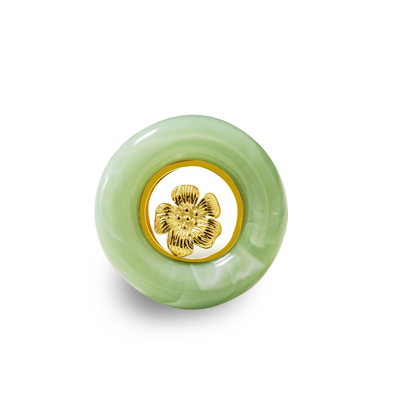 ANELLO APERTO REGOLABILE ROTONDO IN ACRILICO CON FIORE - FFJ2552C591