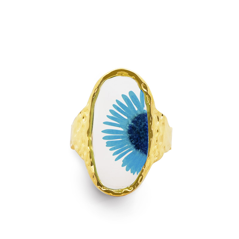 ANELLO APERTO REGOLABILE CON MARGHERITA COLORATA - FFJ25544C593