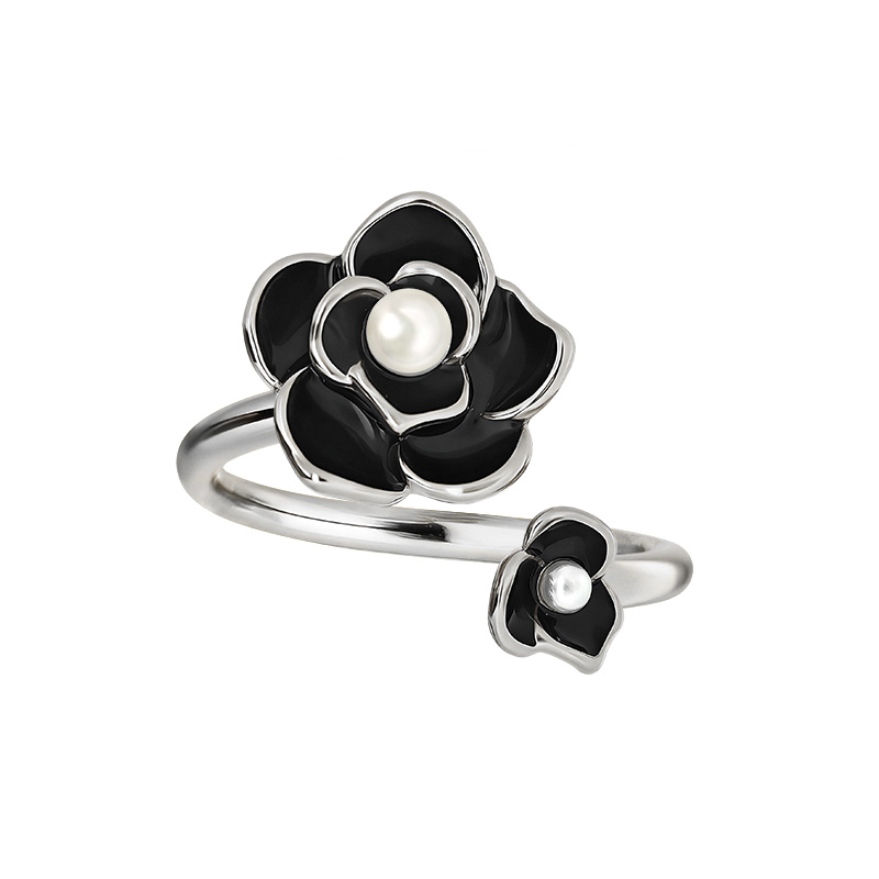 ANELLO APERTO REGOLABILE CON FIORI SMALTATI - FFJ25544C622