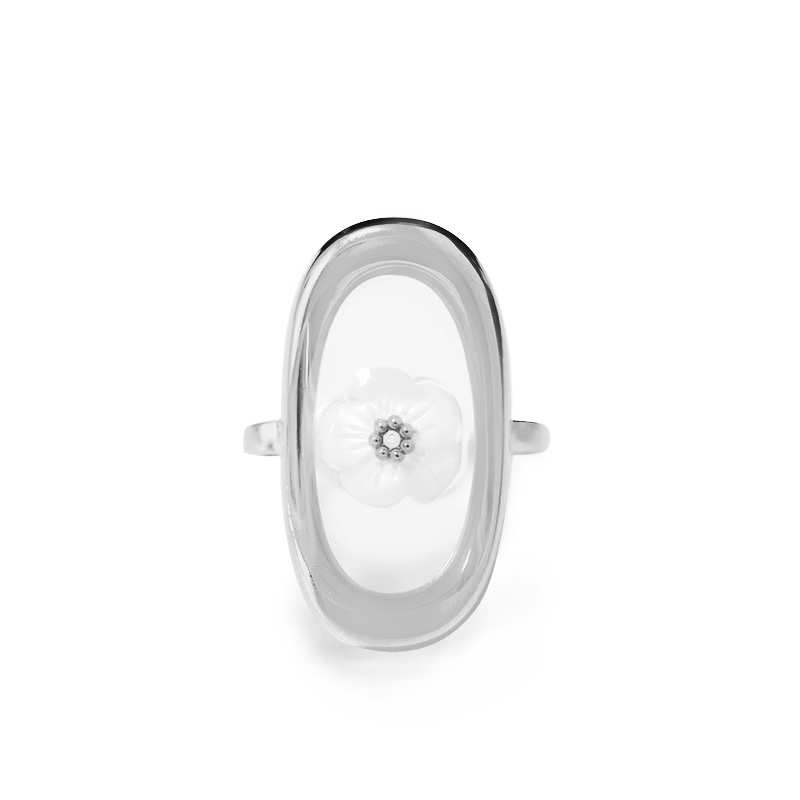 ANELLO APERTO REGOLABILE CON FIORE IN MADREPERLA - FFJ25624C594