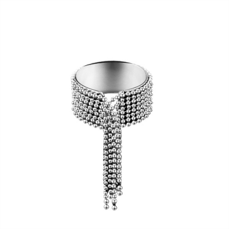ANELLO APERTO REGOLABILE A FASCIA CON NAPPE A CATENA A SFERA - FFJ2580C725