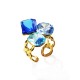 ANELLO REGOLABILE CON TRE CRISTALLI GEOMETRICI COLORATI - FFJ2668C836