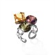 ANELLO REGOLABILE CON TRE CRISTALLI GEOMETRICI COLORATI - FFJ2668C836