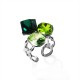 ANELLO REGOLABILE CON TRE CRISTALLI GEOMETRICI COLORATI - FFJ2668C836