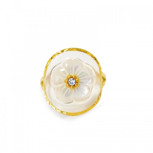 ANELLO APERTO REGOLABILE CON FIORE IN RESINA - FJ2550A