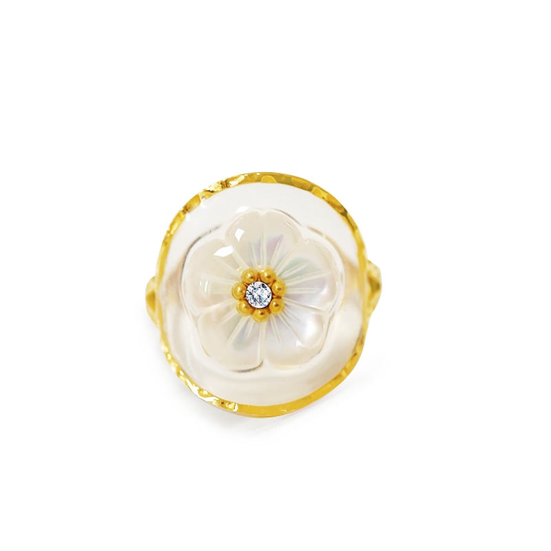 ANELLO APERTO REGOLABILE CON FIORE IN RESINA - FJ2550A