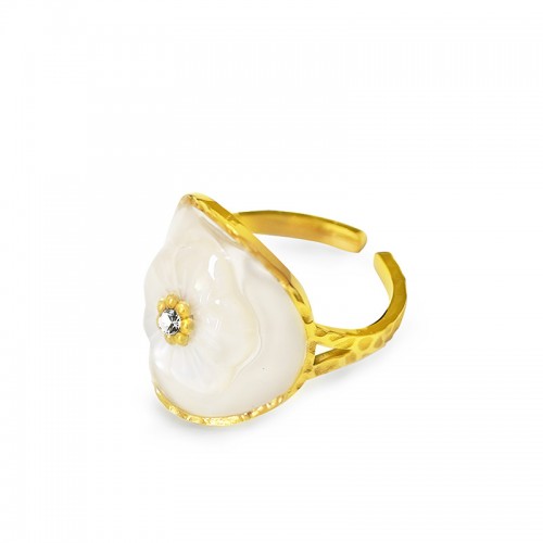 ANELLO APERTO REGOLABILE CON FIORE IN RESINA - FJ2550A