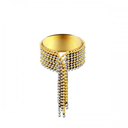 ANELLO APERTO REGOLABILE A FASCIA CON NAPPE A CATENA A SFERA - FJ255660A