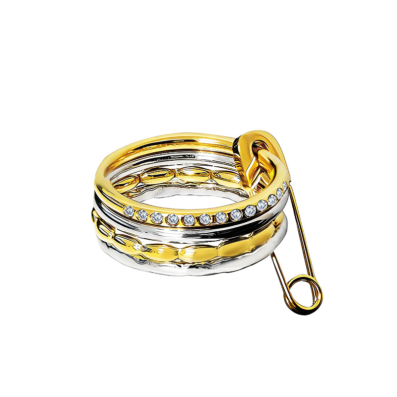 ANELLO BICOLORE A 4 STRATI CON SPILLA - FJ2580A2