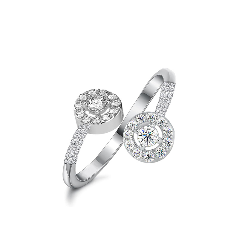 ANELLO APERTO REGOLABILE DOPPIO CERCHIO CON ZIRCONI - JN2576C195