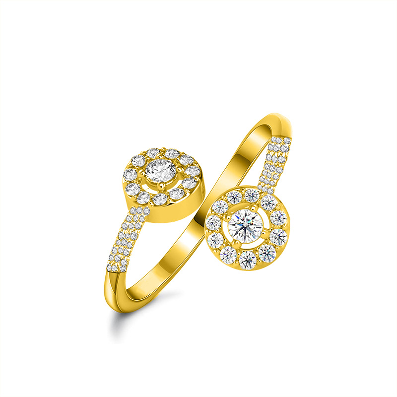 ANELLO APERTO REGOLABILE DOPPIO CERCHIO CON ZIRCONI - JN2576C195