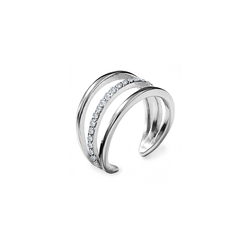 ANELLO RIGIDO A TRE FILI CON ZIRCONI - JN2668D012