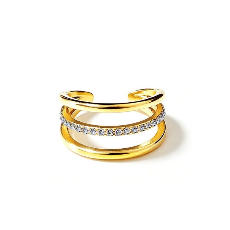 ANELLO RIGIDO A TRE FILI CON ZIRCONI - JN2668D012